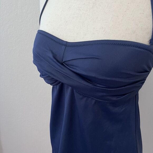 NWT J Crew Tankini Swim Tank Small Padded Blue Halter Removable Strap Retro - Picture 3 of 7